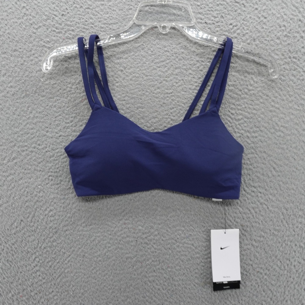 Nike Zenvy Womens Light Support Strappy Sports Bra Navy Blue Small NEW